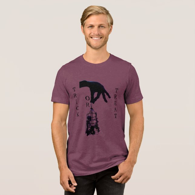 Horror Skeleton Creepy Human Skeleton Cage Tri-Blend Shirt (Front Full)