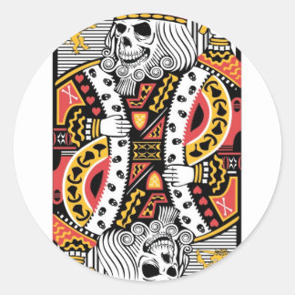 Horror Skeleton King Playing Card Classic Round Sticker