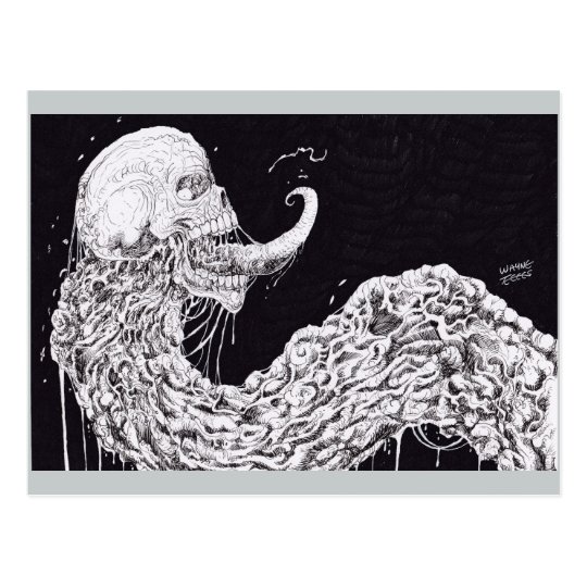 Horror Skull Serpent Fantasy Art Postcard
