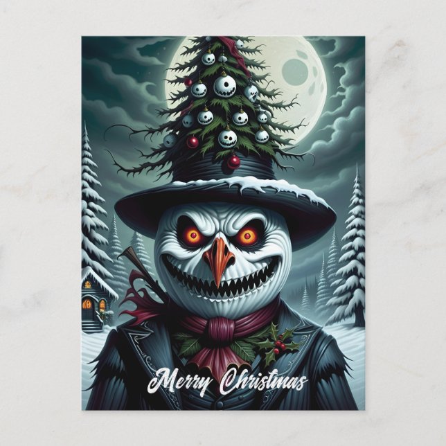 Horror Snowman Christmas Holiday Postcard (Front)
