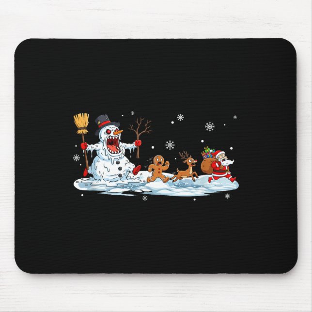 Horror Snowman Christmas Reindeer Gingerbread Sant Mouse Mat (Front)