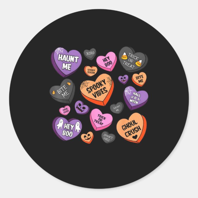 Horror Soky Candy Heart Valentines Day Lover Tee H Classic Round Sticker (Front)