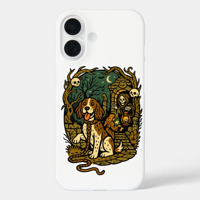 Horror Spooky Skeleton Dog Aesthetic Case-Mate iPhone Case (Back)