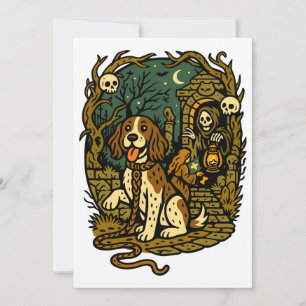Horror Spooky Skeleton Dog Aesthetic Invitation