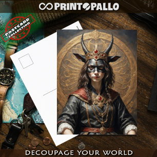 Horror Succubus queen on throne postcard