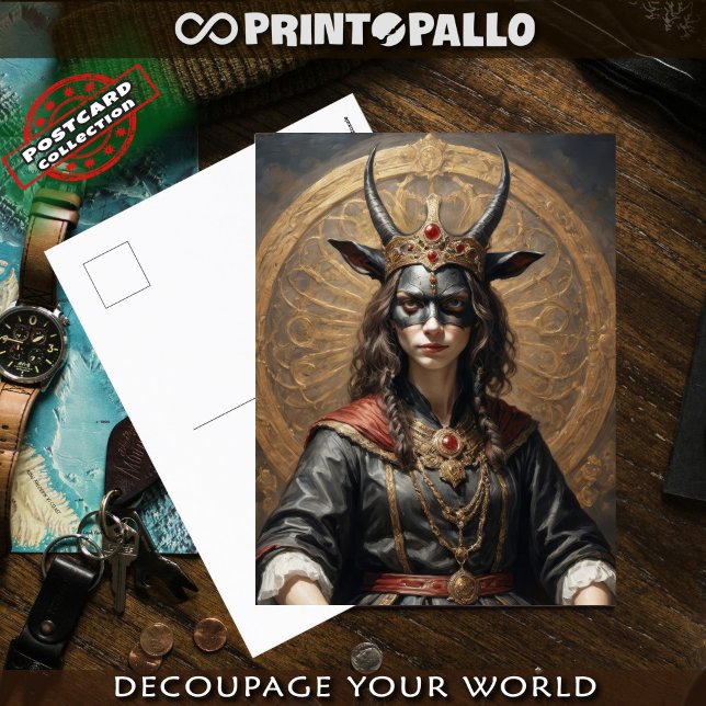 Horror Succubus queen on throne postcard (Creator Uploaded)