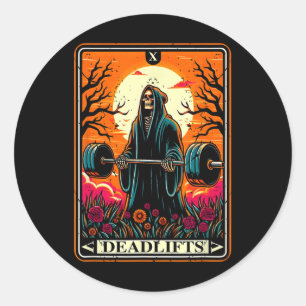 Horror Tarot Card Deadlifts The Death Gym Workout Classic Round Sticker