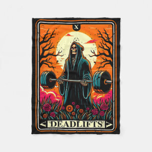 Horror Tarot Card Deadlifts The Death Gym Workout Fleece Blanket