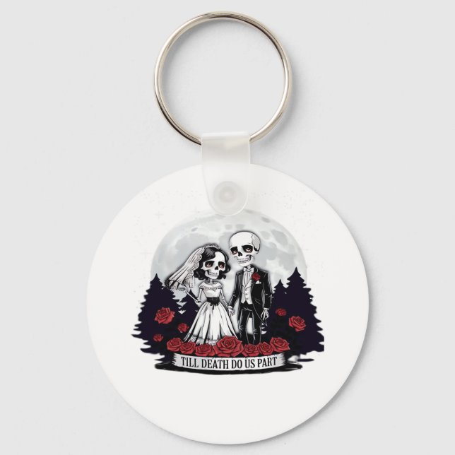 Horror Valentines Day Skeleton Couple Till Death D Key Ring (Front)