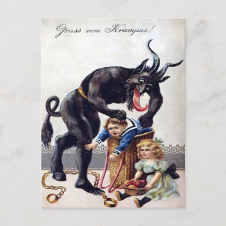 Horror Vintage - Christmas Devil & Bad Children Postcard