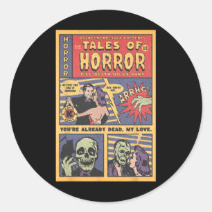Horror Vintage Comic Book Retro Halloween Spooky S Classic Round Sticker