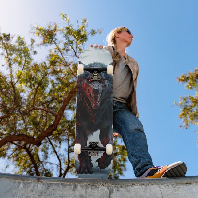 Horror Wolf Skateboard in Cold Forest (Outdoor 1)