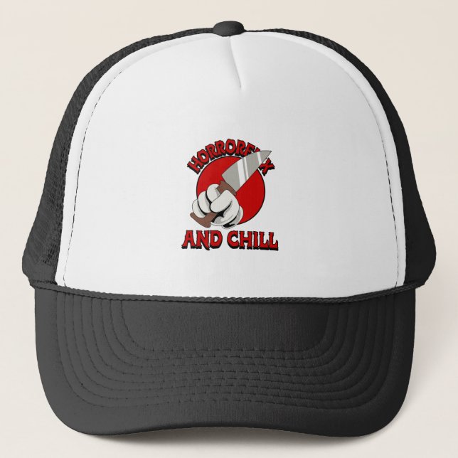 Horrorflix And Chill A Trucker Hat (Front)