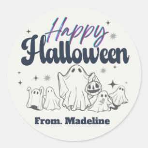 Horrors night cute Halloween party invitations Classic Round Sticker