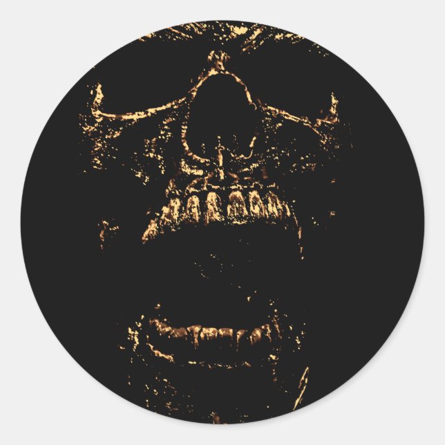 Horrorstuff Golden Skull Classic Round Sticker (Front)