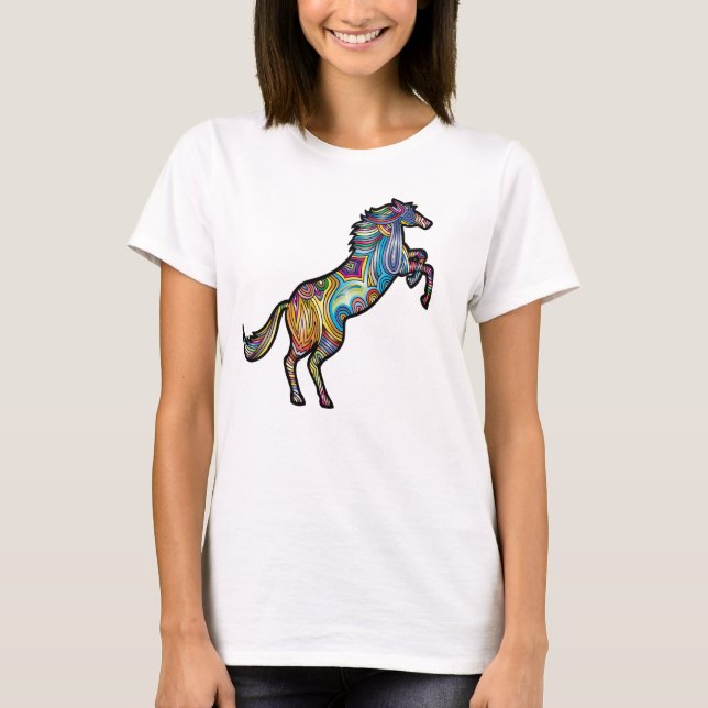 Horse 0f Colours Leaping Rainbow  T-Shirt (Front)