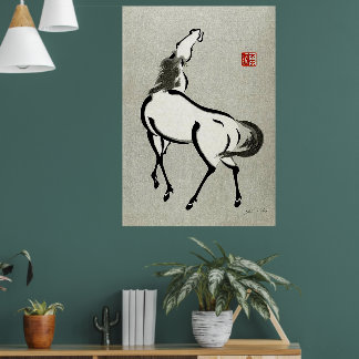 Horse 2 Urushibara Mokuchu Vintage Japanese Art Poster