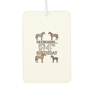 Horse 4th Birthday Vintage Engraving Kids Party De Car Air Freshener