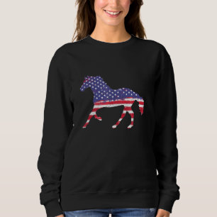 Horse 4th Of July American Flag Racing Animal Prid Sweatshirt