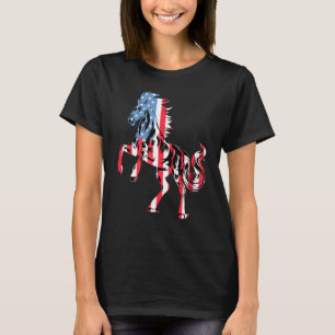 Horse 4th Of July American Flag Usa Women Girls Ho T-Shirt