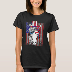 Horse 4th Of July American Flag Usa Women Girls Ho T-Shirt