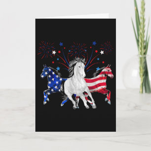 Horse 4th Of July Patriotic American Flag Card