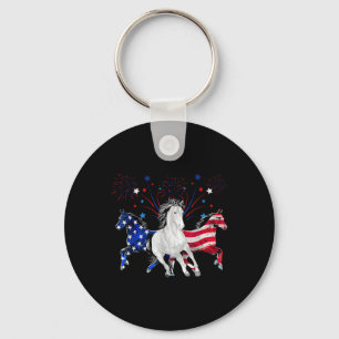 Horse 4th Of July Patriotic American Flag Key Ring