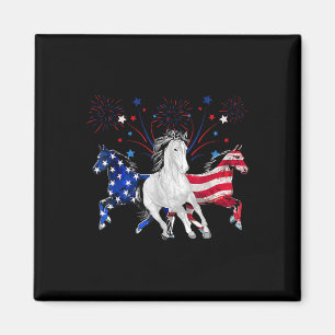 Horse 4th Of July Patriotic American Flag Magnet