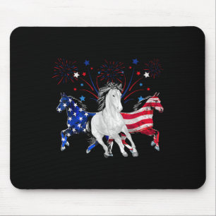 Horse 4th Of July Patriotic American Flag Mouse Mat