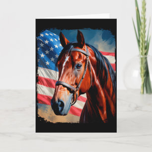 Horse 4th Of July Patriotic Horse American Flag Card