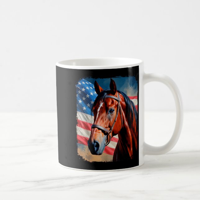 Horse 4th Of July Patriotic Horse American Flag  Coffee Mug (Right)