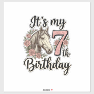Horse 7th Birthday Girl Floral Vintage Shirt Desig
