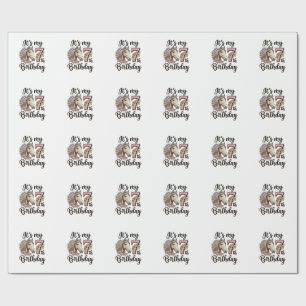 Horse 7th Birthday Girl Floral Vintage Shirt Desig Wrapping Paper