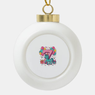 Horse 7th Birthday Party Cute Pony Vector Design_1 Ceramic Ball Christmas Ornament