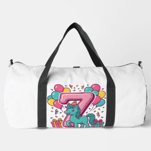 Horse 7th Birthday Party Cute Pony Vector Design_1 Duffle Bag