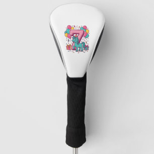Horse 7th Birthday Party Cute Pony Vector Design_1 Golf Head Cover