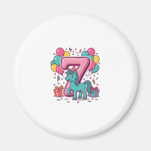 Horse 7th Birthday Party Cute Pony Vector Design_1 Magnet