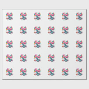 Horse 7th Birthday Party Cute Pony Vector Design_1 Wrapping Paper