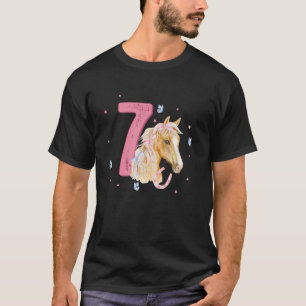 Horse 7th Birthday Seven Bday 7 Year Old Birthday T-Shirt