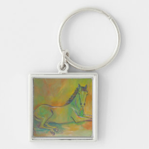 Horse Abstract Pastel Pet Portrait Keychain