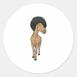 Horse Afro Classic Round Sticker