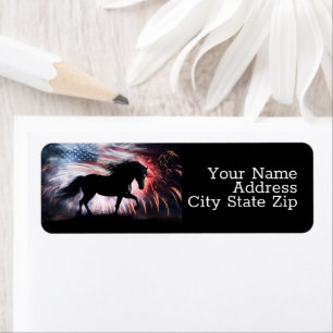 Horse American Flag and Fireworks