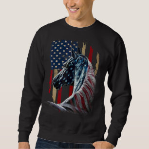 Horse American Flag Derby Racing Equestrian Rodeo  Sweatshirt