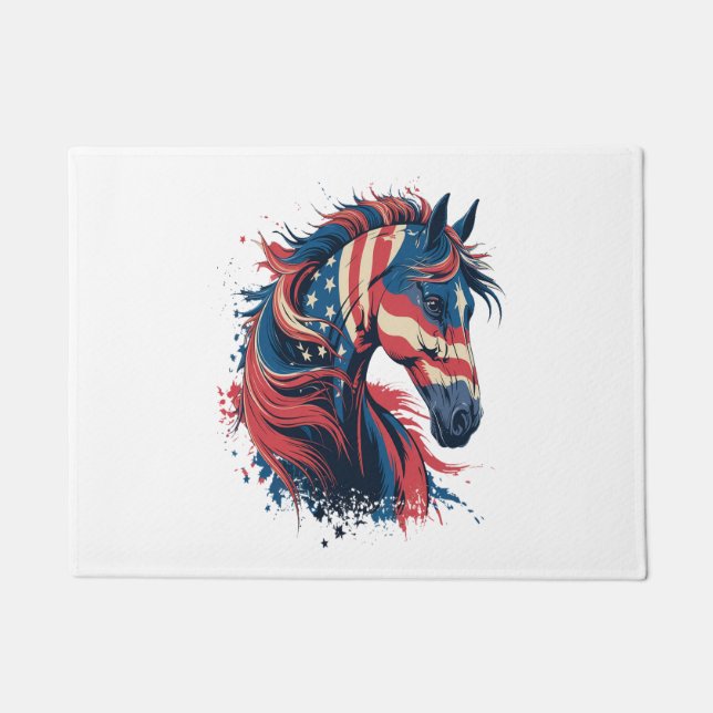 Horse American Flag Doormat (Front)