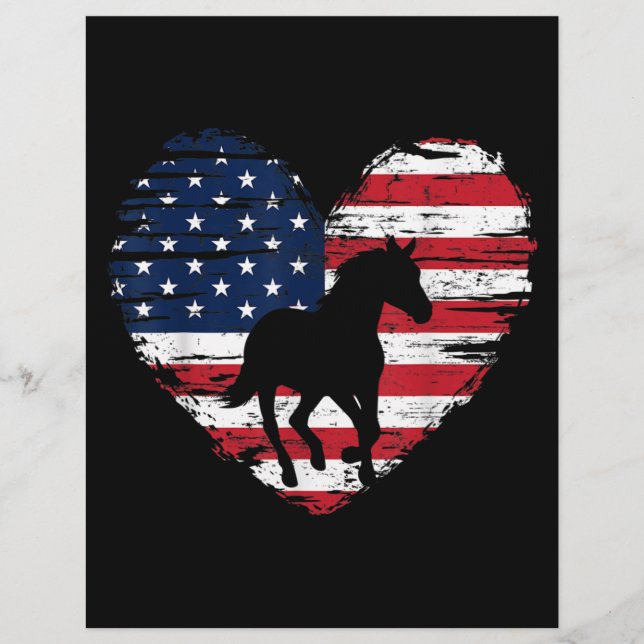 Horse American Flag Heart USA Patriotic Pride Custom Letterhead (Front)
