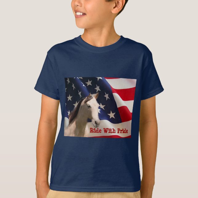 Horse American Flag Kids T-Shirt (Front)
