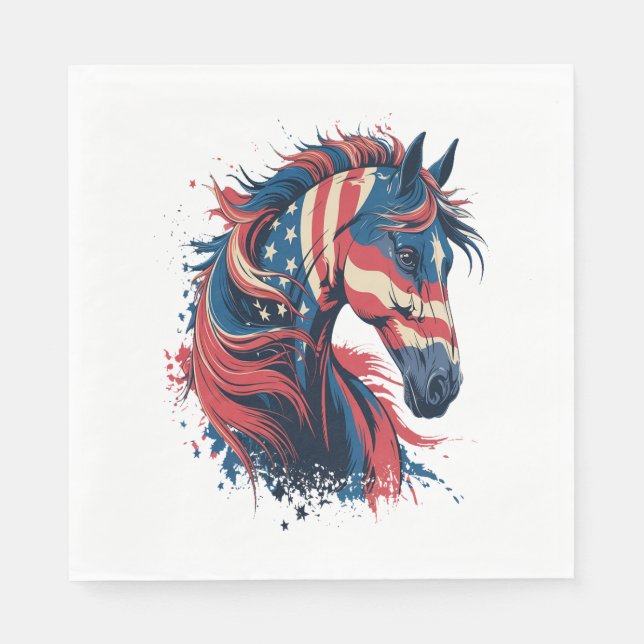 Horse American Flag Napkin (Front)