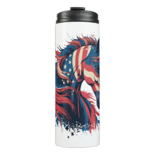 Horse American Flag Thermal Tumbler