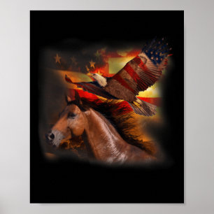 Horse American Flag Wings Eagle Proud Patriotic 4t Poster