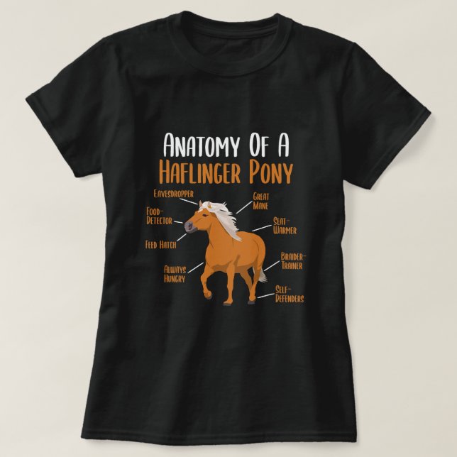 Horse Anatomy of a Haflinger Pony Haflinger Horse  T-Shirt (Design Front)